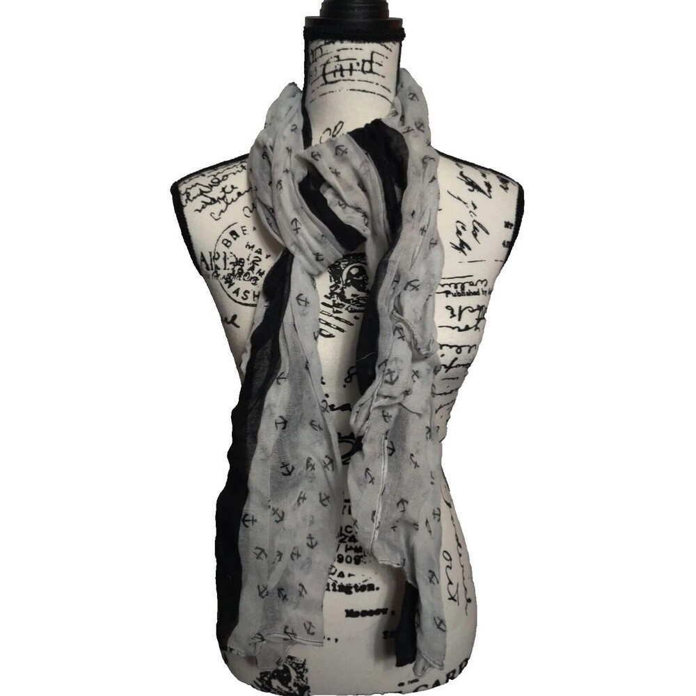 Anchor Printed Scarf black/white approx measurements 43" x 68"